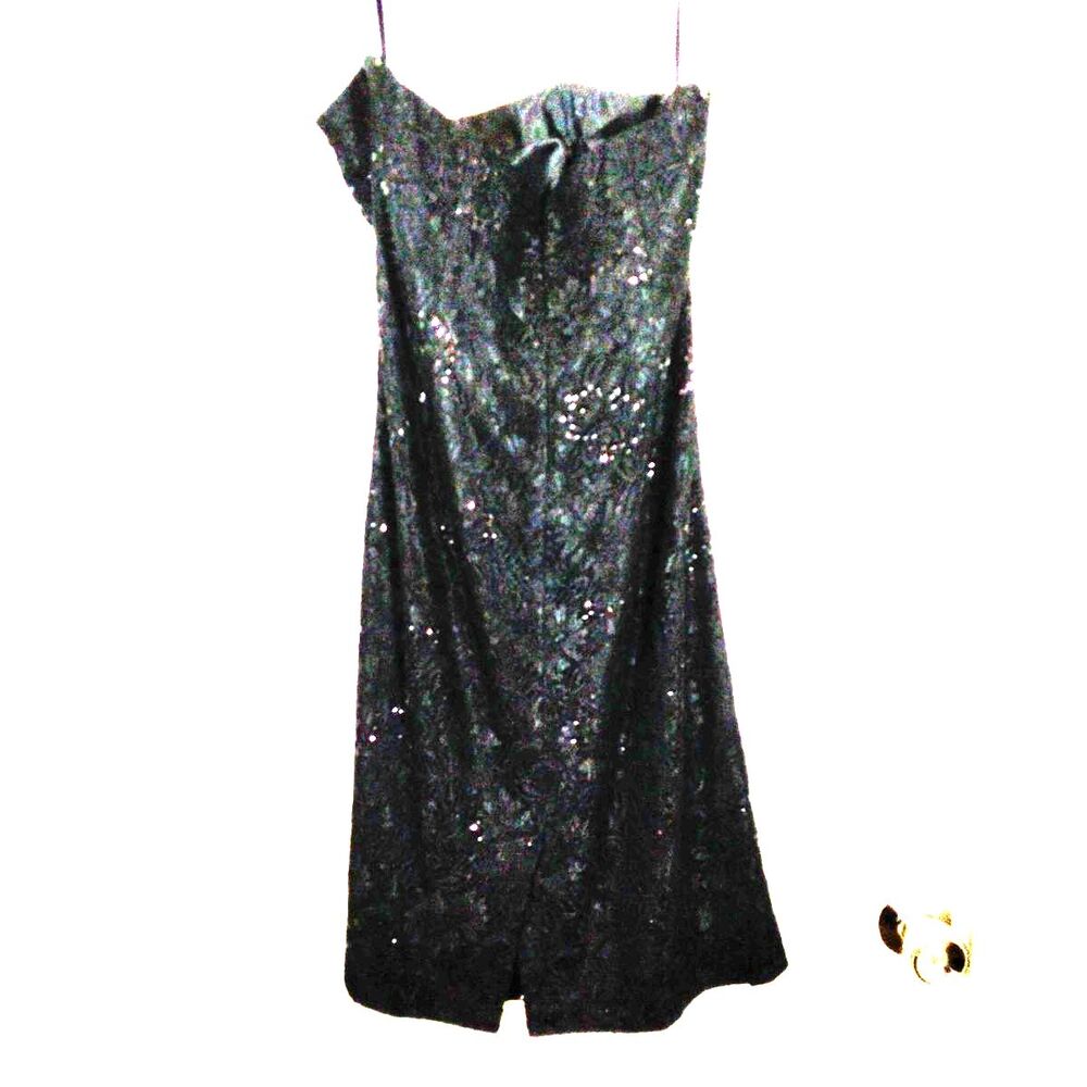 White House Black Market Black Sequin Strapless Cocktail Dress Lace Party - Picture 4 of 9
